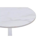 Table d'appoint ronde LeisureMod Hada 15 en pierre frittée, table d'appoint piédestal en métal martelé, style marbre de luxe pour salon