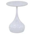Table d'appoint ronde LeisureMod Hada 15 en pierre frittée, table d'appoint piédestal en métal martelé, style marbre de luxe pour salon