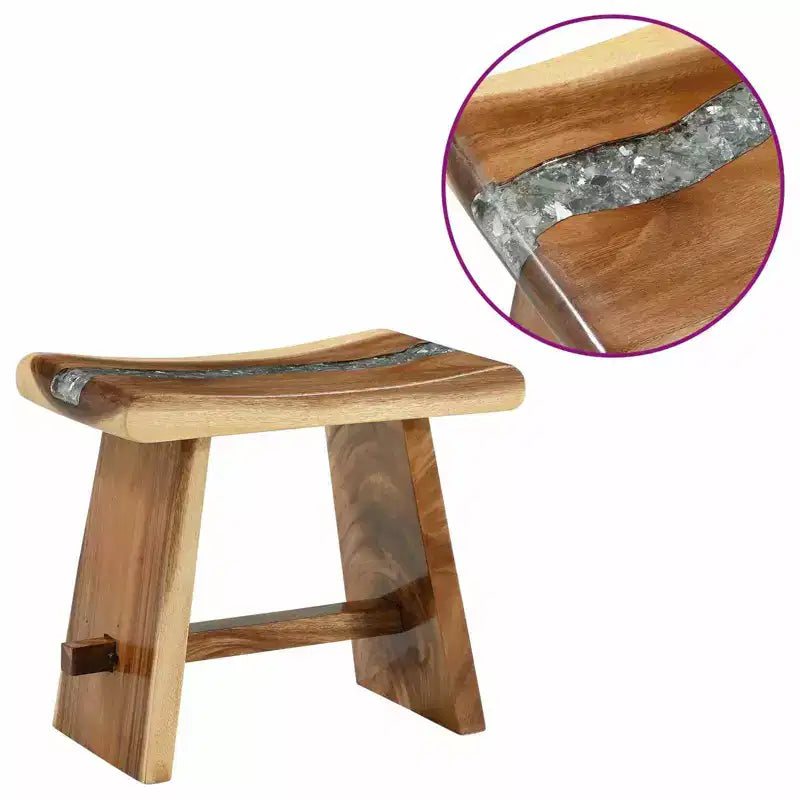 vidaXL Shower Stool Natural 19.69 x 11.81 x 17.32 in Solid Suar Wood