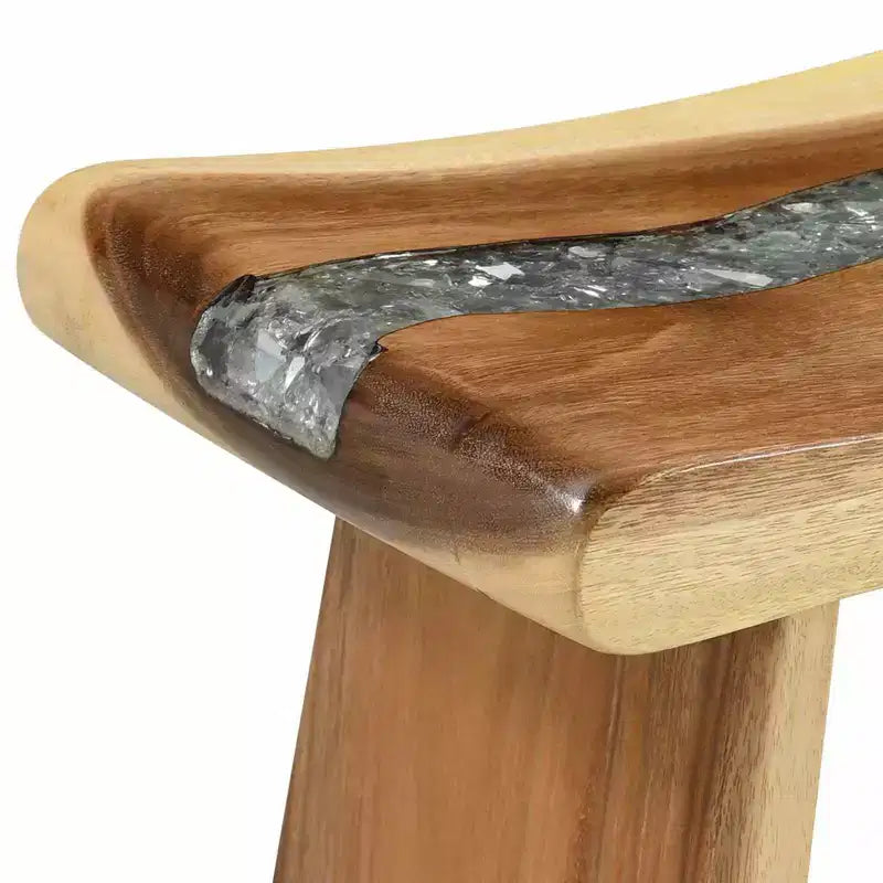 vidaXL Shower Stool Natural 19.69 x 11.81 x 17.32 in Solid Suar Wood