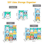 Karl Home Armoire de Rangement Modulable pour Enfants 12 Cubes avec 2 Tiges de Suspension Motif Animal DIY Organisateur de Rangement en Plastique Bleu