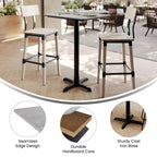Plateau de table Flash Furniture Acadia avec technologie HPL TopGuard et base hauteur bar
