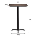 Plateau de table Flash Furniture Acadia avec technologie HPL TopGuard et base hauteur bar