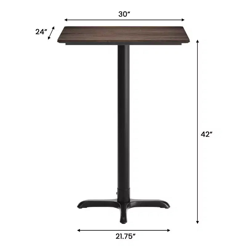 Plateau de table Flash Furniture Acadia avec technologie HPL TopGuard et base hauteur bar