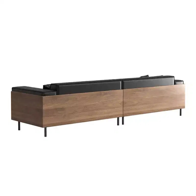 Luck Live 98.42 Contemporary Leather Sofa Couch with Solid Wood Frame, Metal Legs and 3 Accent Pillows