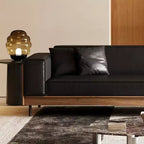 Luck Live 98.42 Contemporary Leather Sofa Couch with Solid Wood Frame, Metal Legs and 3 Accent Pillows
