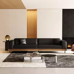 Luck Live 98.42 Contemporary Leather Sofa Couch with Solid Wood Frame, Metal Legs and 3 Accent Pillows