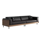 Luck Live 98.42 Contemporary Leather Sofa Couch with Solid Wood Frame, Metal Legs and 3 Accent Pillows