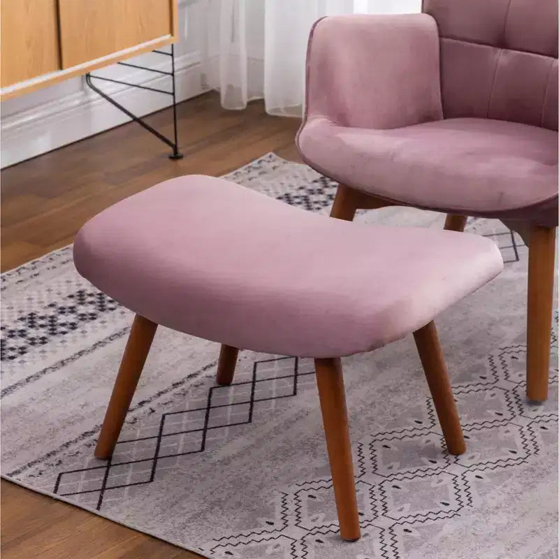 Fauteuil d'appoint capitonné en velours contemporain GDFStudio Valda avec dossier à oreilles et pouf