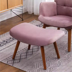 Fauteuil d'appoint capitonné en velours contemporain GDFStudio Valda avec dossier à oreilles et pouf