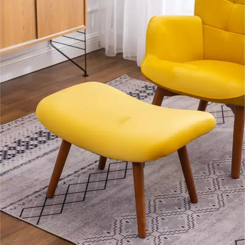 Fauteuil d'appoint capitonné en velours contemporain GDFStudio Valda avec dossier à oreilles et pouf