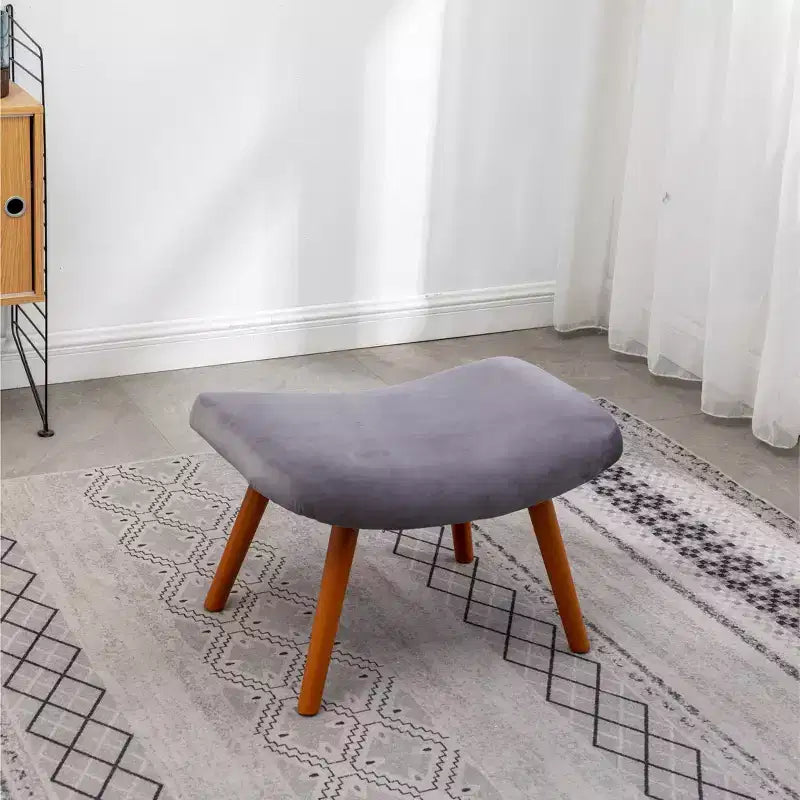 Fauteuil d'appoint capitonné en velours contemporain GDFStudio Valda avec dossier à oreilles et pouf