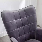 Fauteuil d'appoint capitonné en velours contemporain GDFStudio Valda avec dossier à oreilles et pouf