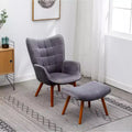 GDFStudio Valda Contemporary Velvet Tufted Accent Chair and Ottoman Set with Wingback