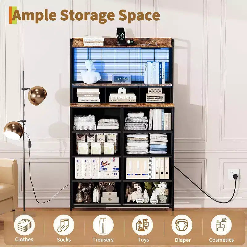 Dresser with 11 Fabric Drawers, Industrial Storage Organizer, Anti-Tipping Design, for Bedroom, Living Room
