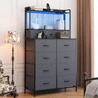 Dresser with 11 Fabric Drawers, Industrial Storage Organizer, Anti-Tipping Design, for Bedroom, Living Room