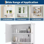 Space-Saving Wall Mounted Bathroom Medicine Cabinet - Adjustable Shelf, White Finish, Over Toilet Storage, Bathroom Organizer, Easy Install, Durable