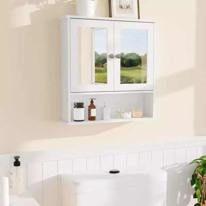 Space-Saving Wall Mounted Bathroom Medicine Cabinet - Adjustable Shelf, White Finish, Over Toilet Storage, Bathroom Organizer, Easy Install, Durable