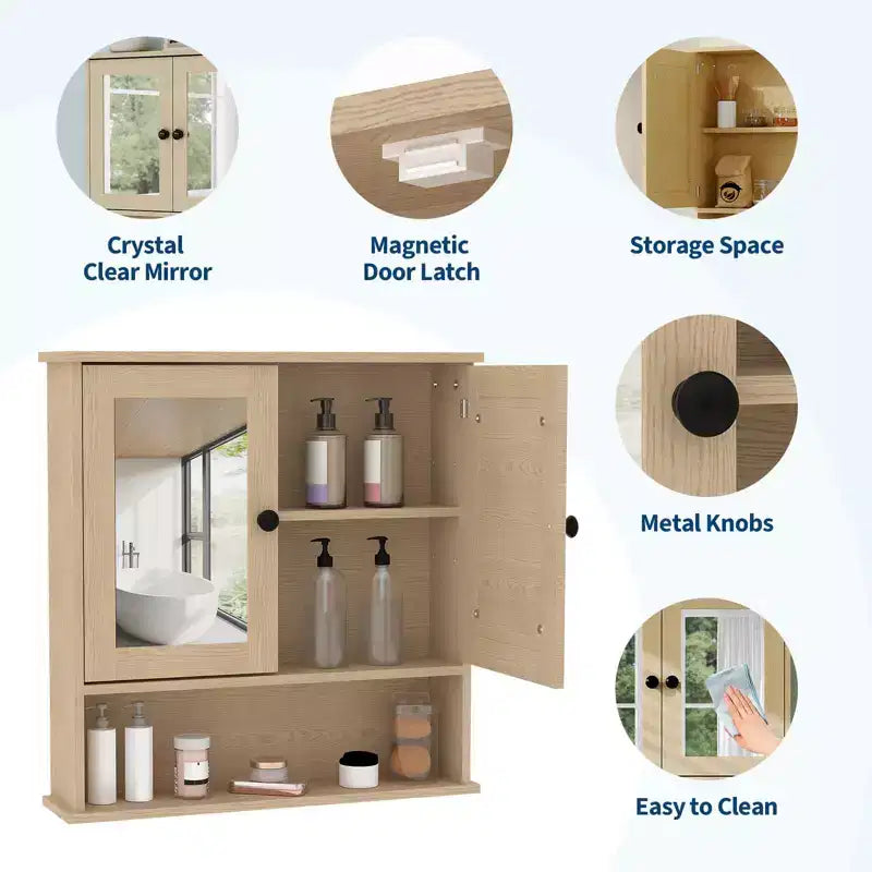 Space-Saving Wall Mounted Bathroom Medicine Cabinet - Adjustable Shelf, White Finish, Over Toilet Storage, Bathroom Organizer, Easy Install, Durable