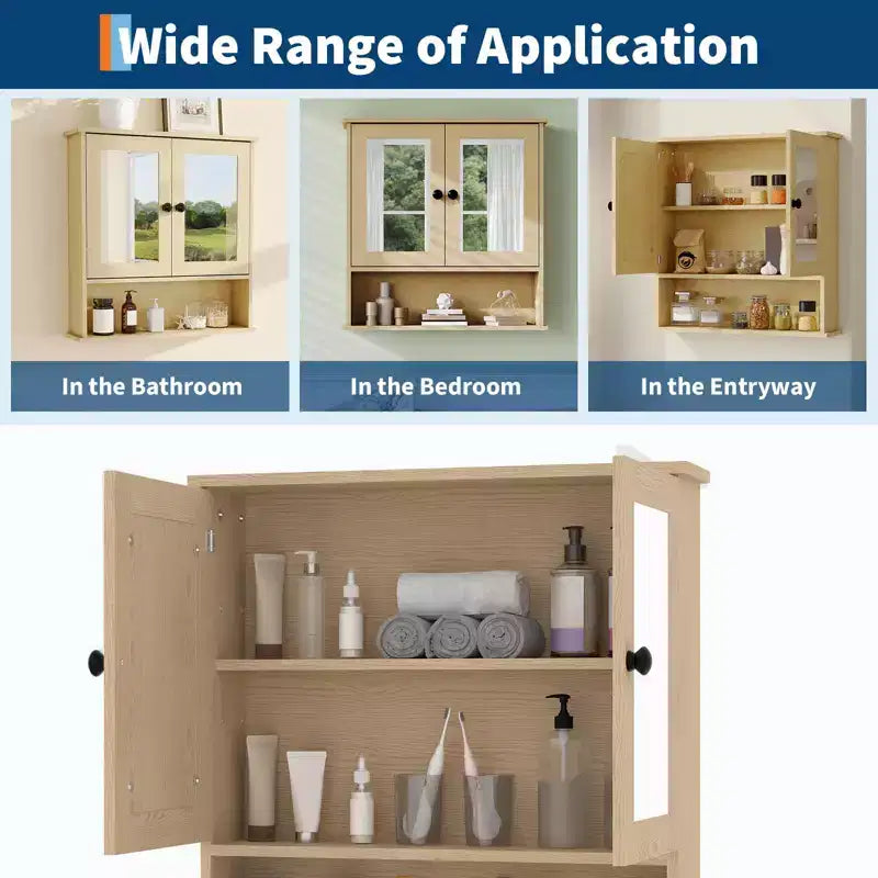 Space-Saving Wall Mounted Bathroom Medicine Cabinet - Adjustable Shelf, White Finish, Over Toilet Storage, Bathroom Organizer, Easy Install, Durable