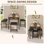 Ensemble table à manger pour 4 avec bancs rembourrés et 2 tabourets, table de petit-déjeuner de cuisine moderne peu encombrante