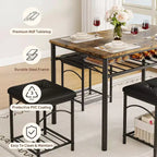 Ensemble table à manger pour 4 avec bancs rembourrés et 2 tabourets, table de petit-déjeuner de cuisine moderne peu encombrante