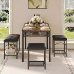 Ensemble table à manger pour 4 avec bancs rembourrés et 2 tabourets, table de petit-déjeuner de cuisine moderne peu encombrante