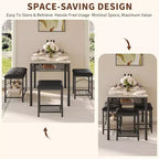 Ensemble table à manger pour 4 avec bancs rembourrés et 2 tabourets, table de petit-déjeuner de cuisine moderne peu encombrante