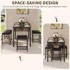 Ensemble table à manger pour 4 avec bancs rembourrés et 2 tabourets, table de petit-déjeuner de cuisine moderne peu encombrante