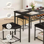 Ensemble table à manger pour 4 avec bancs rembourrés et 2 tabourets, table de petit-déjeuner de cuisine moderne peu encombrante