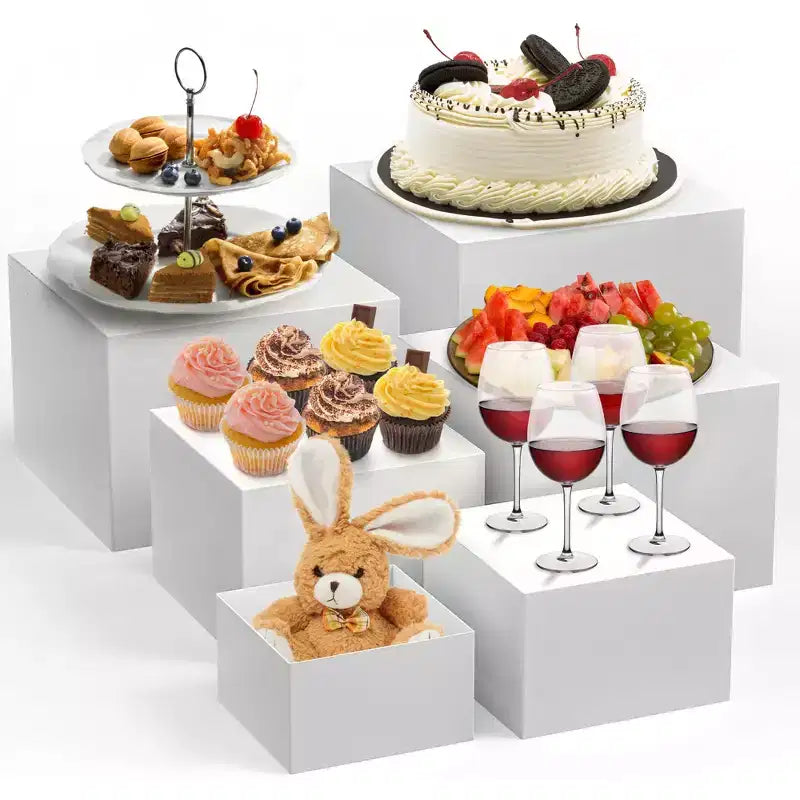Versatile 6-Piece Display Riser Set Multi-Size Food Display Stands for Dessert Buffet Retail Events Styling