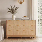 Commode 6 tiroirs à cannelures modernes pour chambre à coucher, tour de rangement verticale avec poignées dorées, commode étroite pour petit espace