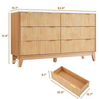 Commode 6 tiroirs à cannelures modernes pour chambre à coucher, tour de rangement verticale avec poignées dorées, commode étroite pour petit espace