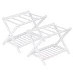 Folding Bamboo Luggage Rack with Storage Shelf 5 Durable Nylon Straps Holds 150 lbs Space-Saving Stand for Bedroom Guest Room Hotel