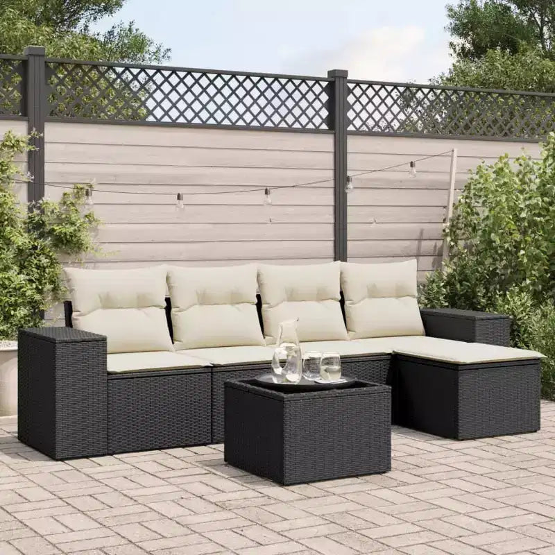 vidaXL Salon de jardin noir en résine tressée Grand salon de jardin modulable