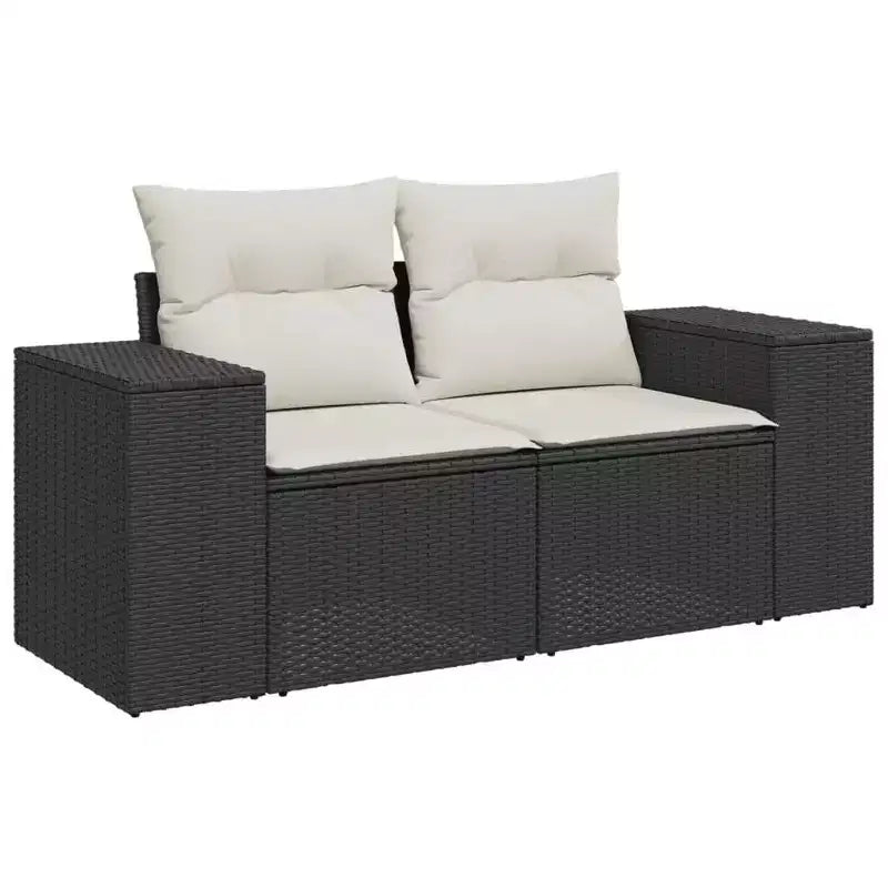 vidaXL Salon de jardin noir en résine tressée Grand salon de jardin modulable