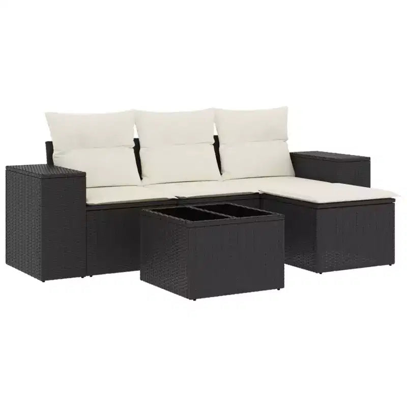 vidaXL Garden Sofa Set Black, Cream White