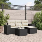 vidaXL Ensemble de canapés de jardin noir, blanc crème