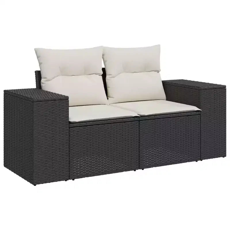 vidaXL Ensemble de canapés de jardin noir, blanc crème