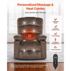 Fauteuil Inclinable Électrique VEVOR, Double Moteur, Grand Fauteuil Élévateur Électrique avec Chaleur et Massage pour Personnes Âgées, Réglage Infini des Positions, Marron