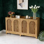 Buffet GDFStudio Oralie style ferme en bois à 4 portes persiennes avec étagères réglables