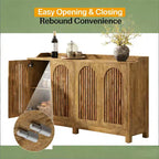 Buffet GDFStudio Oralie style ferme en bois à 4 portes persiennes avec étagères réglables