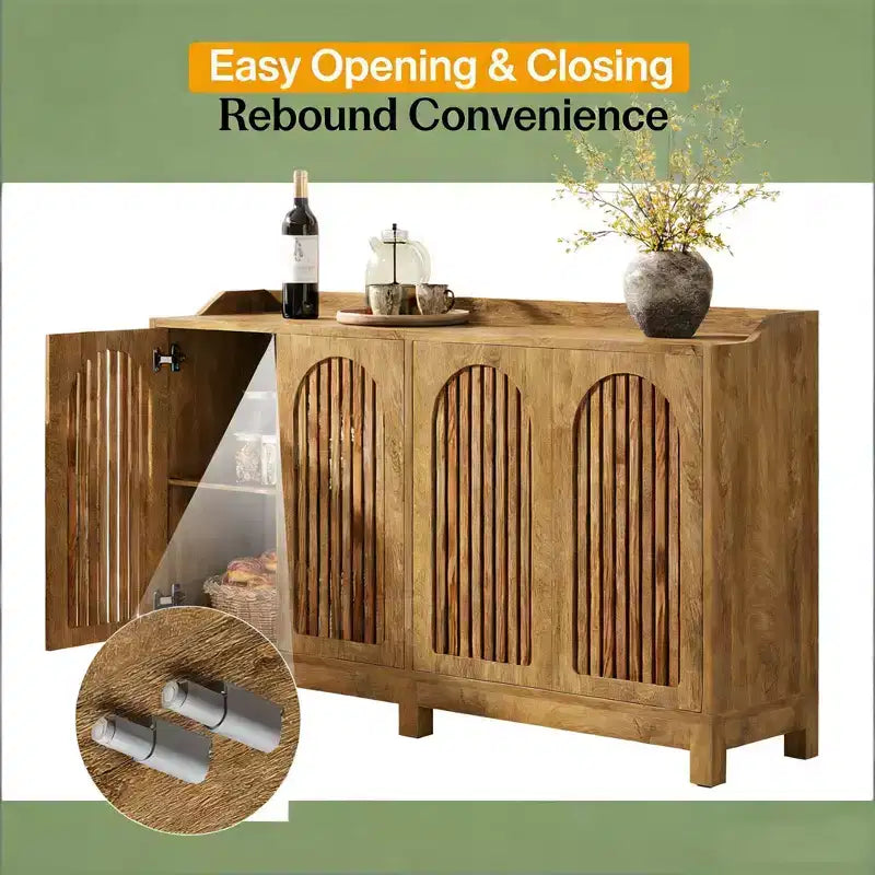 Buffet GDFStudio Oralie style ferme en bois à 4 portes persiennes avec étagères réglables