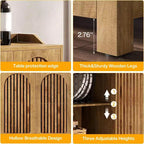 Buffet GDFStudio Oralie style ferme en bois à 4 portes persiennes avec étagères réglables