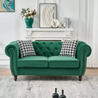 GDFStudio Jenifer Chesterfield Velvet Upholstered Sofa with Roll Armrest and Nailhead
