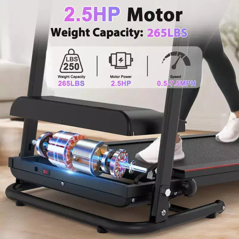 Tapis de course pliable compact GDFStudio Georgena avec écran ACL et inclinaison manuelle