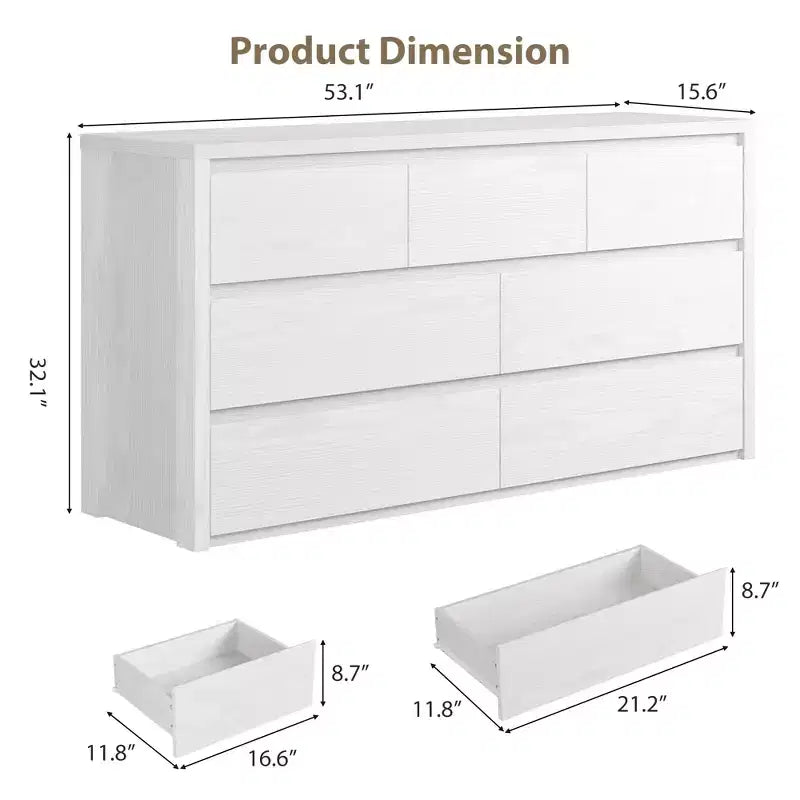 Grande commode moderne à 7 tiroirs pour chambre à coucher, grande commode en bois avec organisateur de rangement pour salon, couloir et entrée