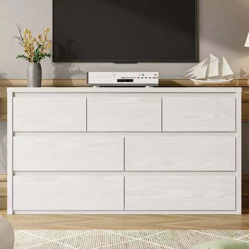 Grande commode moderne à 7 tiroirs pour chambre à coucher, grande commode en bois avec organisateur de rangement pour salon, couloir et entrée