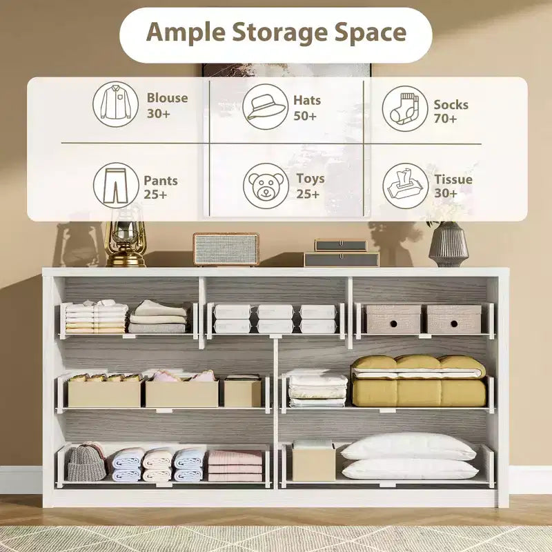Grande commode moderne à 7 tiroirs pour chambre à coucher, grande commode en bois avec organisateur de rangement pour salon, couloir et entrée