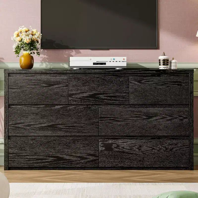 Grande commode moderne à 7 tiroirs pour chambre à coucher, grande commode en bois avec organisateur de rangement pour salon, couloir et entrée